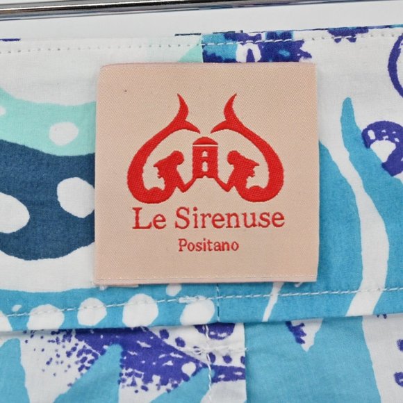 LE SIRENUSE Positano Womens  Blue Mini Geometric Printed Shorts Cotton Size US 6 - Picture 7 of 10
